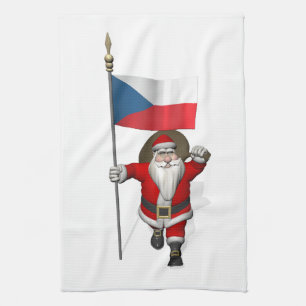 Jolly Santa Visiting Czech Republic Tea Towel