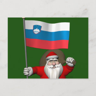 Jolly Santa Visiting Slovenia Holiday Postcard