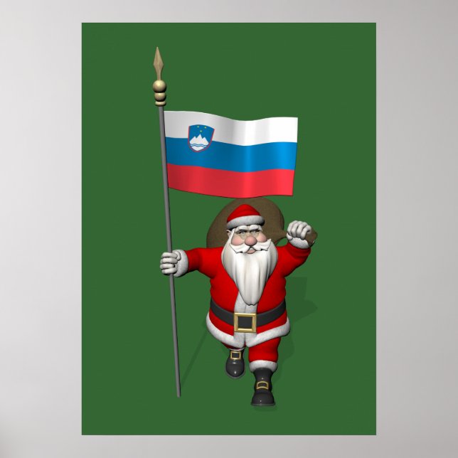 Jolly Santa Visiting Slovenia Poster (Front)