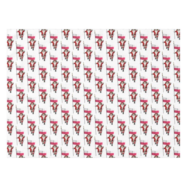 Jolly Santa With Flag Of Poland Tablecloth (Front (Horizontal))