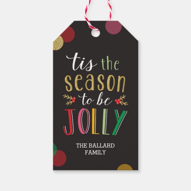 Jolly Season Christmas Holiday Gift Tags (Front)