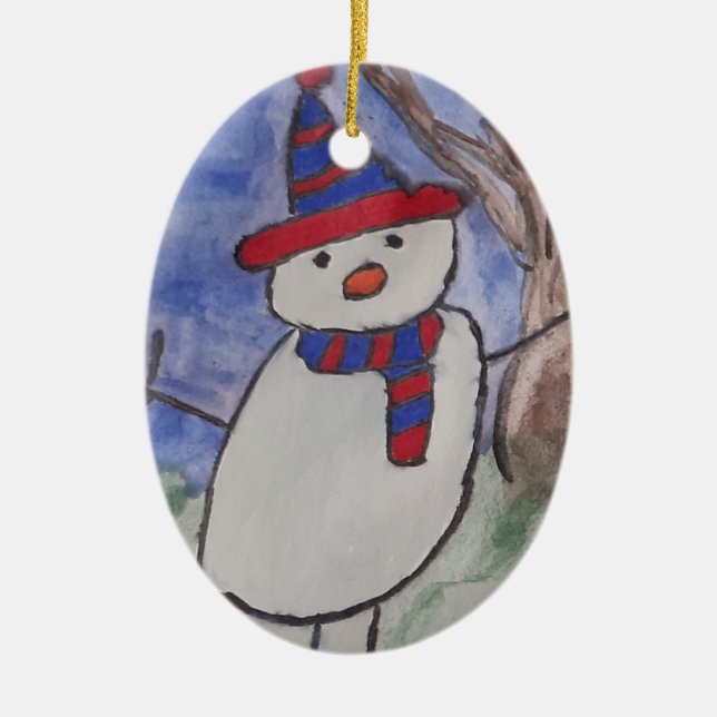 Jolly Snowman Christmas Tree Ornament (Front)