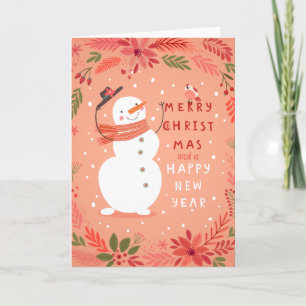 Jolly Snowman Christmas - Warm Wishes Holiday Card