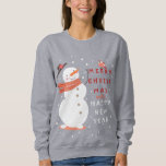 Jolly Snowman Christmas - Warm Wishes Sweatshirt<br><div class="desc">Spread holiday cheer with this delightful design featuring a joyful snowman tipping his hat, surrounded by festive foliage and a sweet little bird. With a warm, peach-toned background and a playful message of "Merry Christmas and a Happy New Year, " this card brings a touch of magic and charm to...</div>