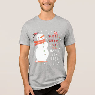 Jolly Snowman Christmas - Warm Wishes Tri-Blend Shirt
