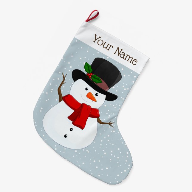 Jolly Snowman Design Christmas Stocking (Front (Hanging))