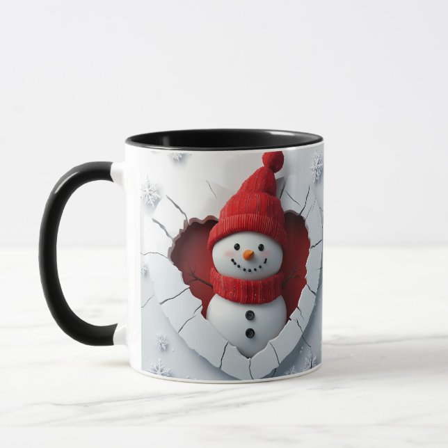 Jolly Snowman Heart Mug (Left)