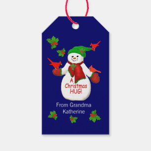 Jolly Snowman Hugs From Grandma Small Gift Bag Tags