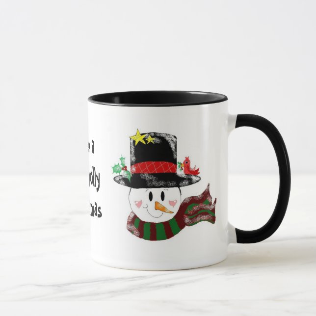 Jolly Snowman in a Tall Black Hat Mug (Right)