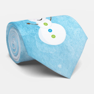 Jolly Snowman Santa Cap Textured Blue with Name Tie