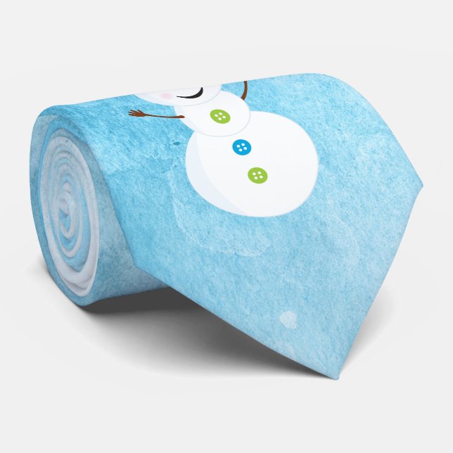 Jolly Snowman Santa Cap Textured Blue with Name Tie (Rolled)