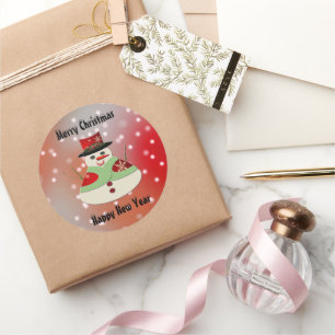Jolly Snowman Snowy Dreams Classic Round Sticker