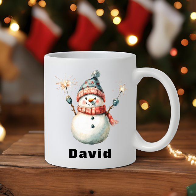 Jolly Snowman Sparklers Custom Name Coffee Mug (Jolly Snowman Sparklers Custom Name Coffee Mug
)