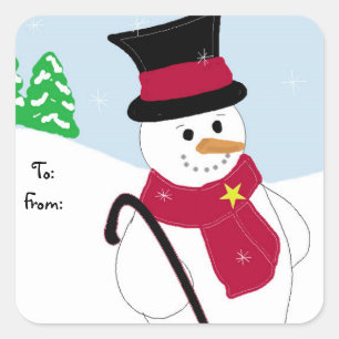 Jolly Snowman Square Sticker