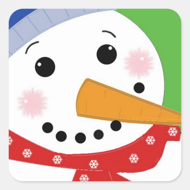 Jolly Snowman Square Sticker (Front)