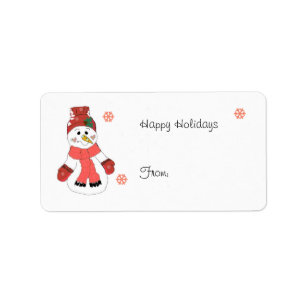 Jolly Snowman with Snowflakes Label