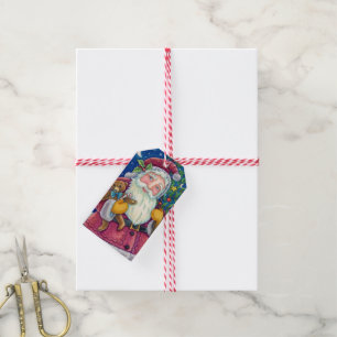 JOLLY ST NICK & TEDDYBEAR, OLD FASHIONED CHRISTMAS GIFT TAGS