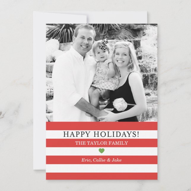 Jolly Stripes Photo Christmas Greeting Holiday Card (Front)
