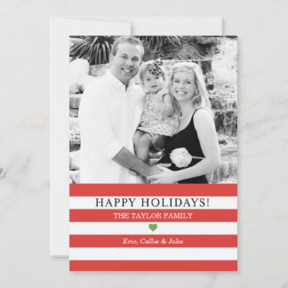Jolly Stripes Photo Christmas Greeting Holiday Card