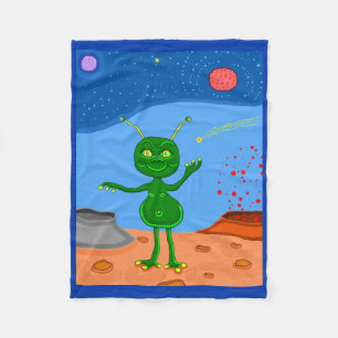 Jolly the Cute Alien Fleece Blanket