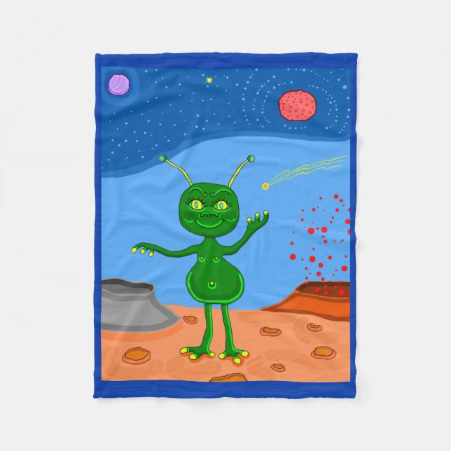 Jolly the Cute Alien Fleece Blanket (Front)