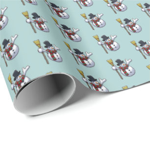 Jolly Top Hat Snowman Christmas Pixel Art Pattern Wrapping Paper