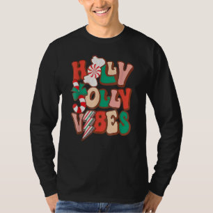 Jolly Vibes Christmas Happy Cheerful Retro Groovy T-Shirt