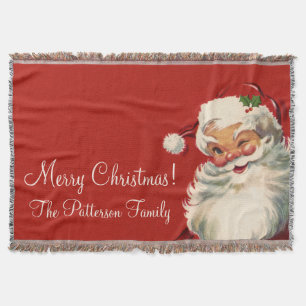 Jolly Vintage Santa Throw Blanket