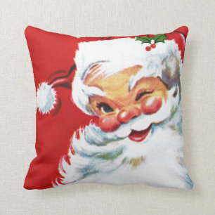 Jolly vintage winking Santa Pillow