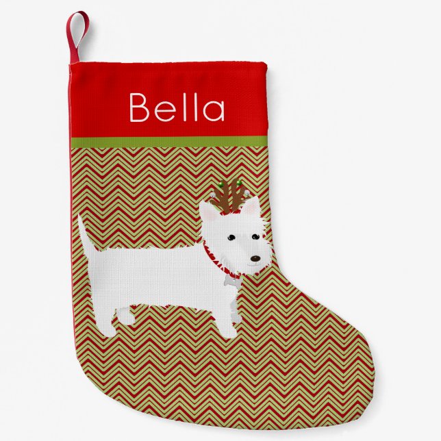 Jolly West Highland Terrier Small Christmas Stocking (Front)