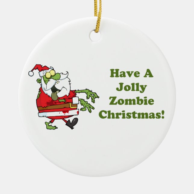 Jolly Zombie Christmas Ceramic Tree Decoration (Front)