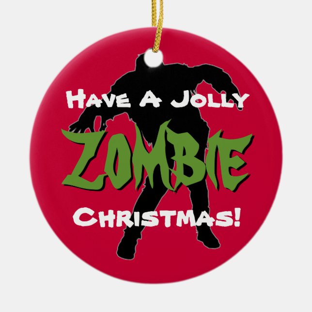 Jolly Zombie Christmas Custom Ornament (Front)