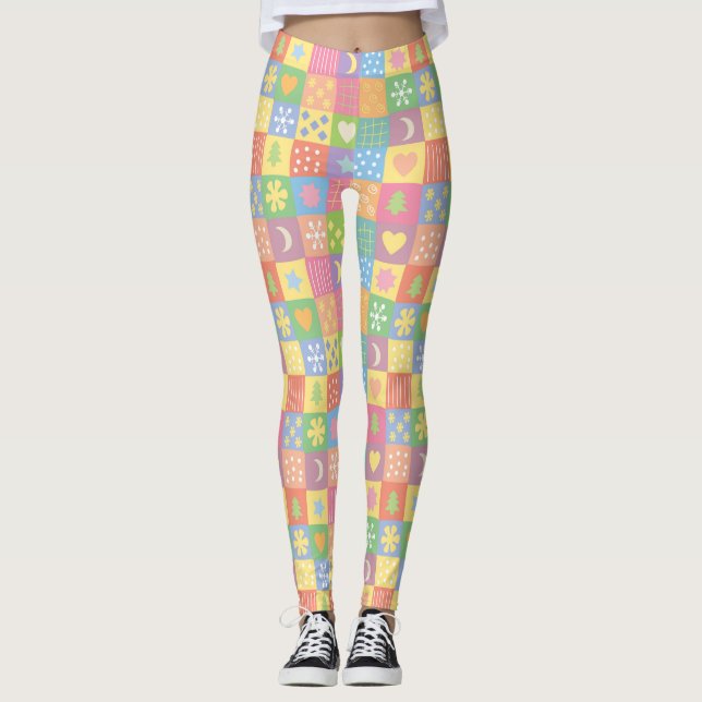 JollyKins Pastel Patchwork Leggings (Front)