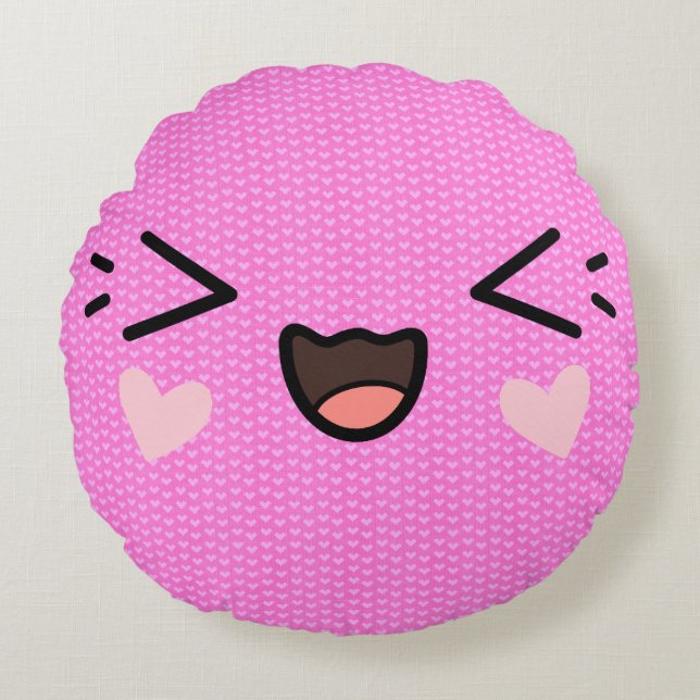 Jollyn kawaii pink round cushion (Front)