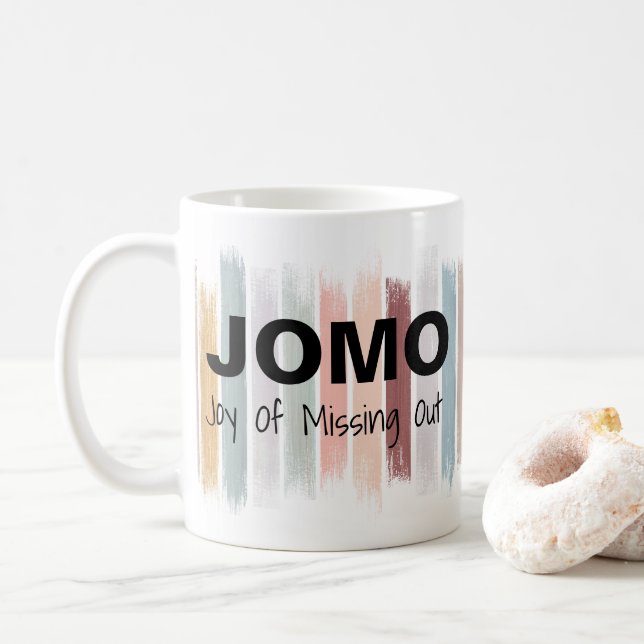 JOMO Joy Of Missing Out Paint Brush Strokes Coffee Mug (With Donut)