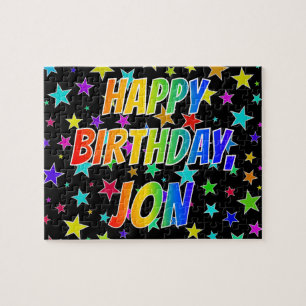 "JON" First Name, Fun "HAPPY BIRTHDAY" Jigsaw Puzzle
