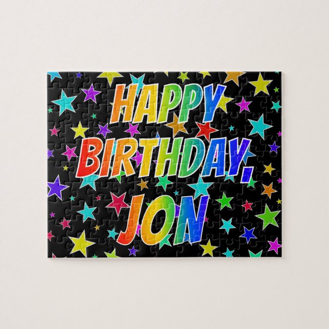 "JON" First Name, Fun "HAPPY BIRTHDAY" Jigsaw Puzzle (Horizontal)