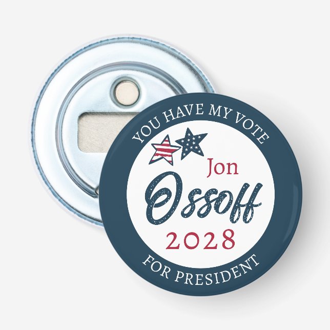 Jon Ossoff for Presdient 2028  Bottle Opener (Front)