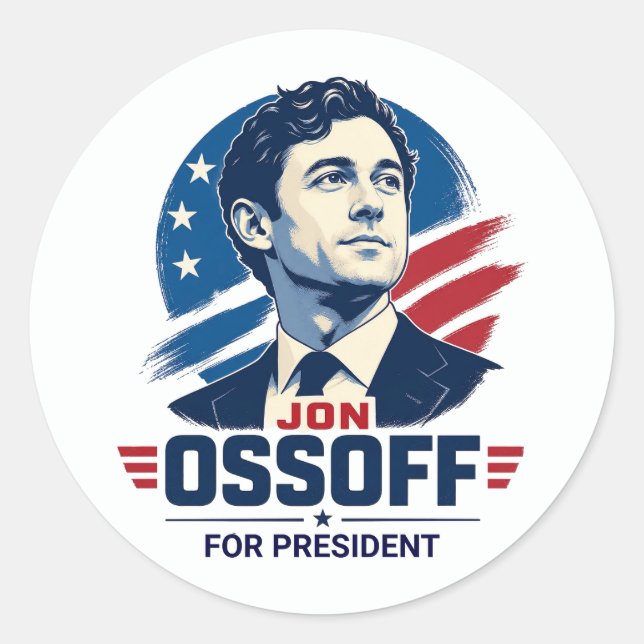 Jon Ossoff for President 2028   Classic Round Sticker (Front)