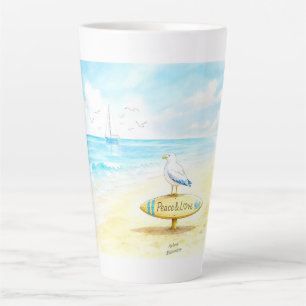 Jon Seagull - Peace & Love Latte Mug