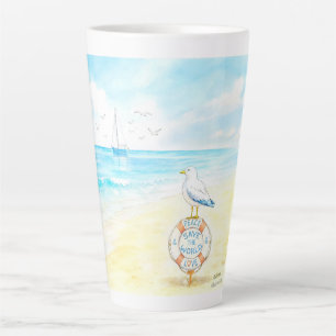 Jon Seagull - Peace & Love Save the World Latte Mug