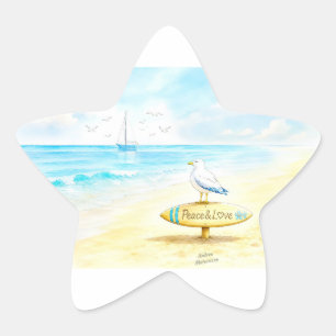 Jon Seagull - Peace & Love Star Sticker
