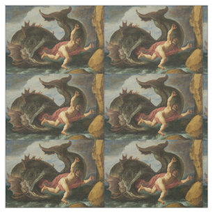"Jonah and the Whale" art custom fabric