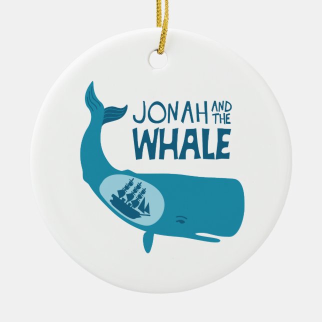 Jonah And The Whale Ceramic Ornament (Front)