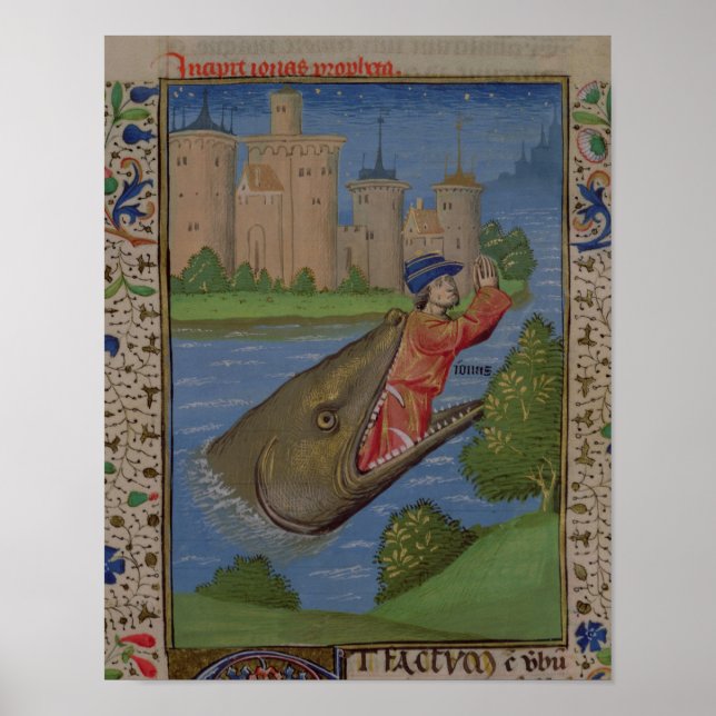 Jonah and the Whale, from the Bible of Jean XXII Poster (Front)