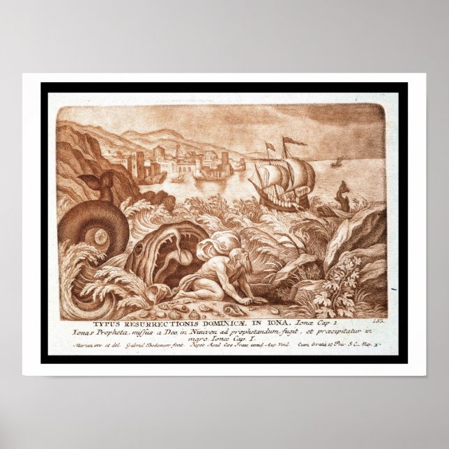 Jonah and the Whale, illustration from a Bible, en Poster (Front)