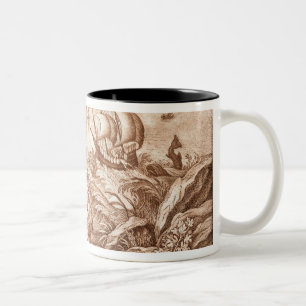 Jonah and the Whale, illustration from a Bible, en Two-Tone Coffee Mug