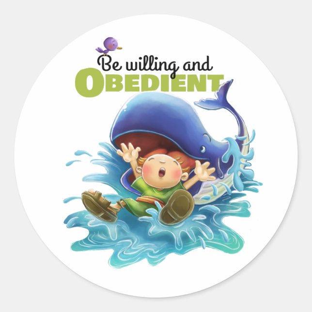 Jonah and the whale obedience sticker (Front)