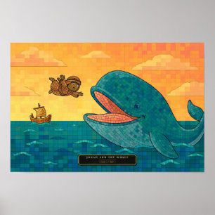 Jonah and the Whale — Rubik's Cube Mosaic Poster