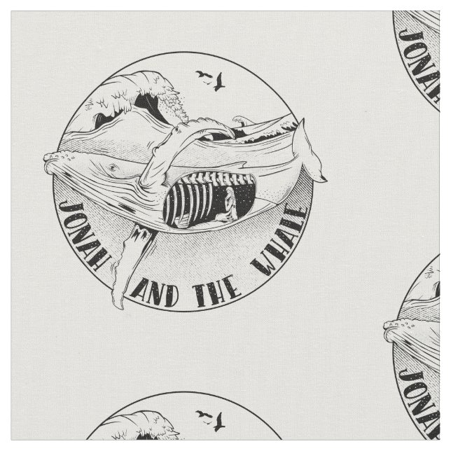 Jonah in the while bible art fabric (Close Up)